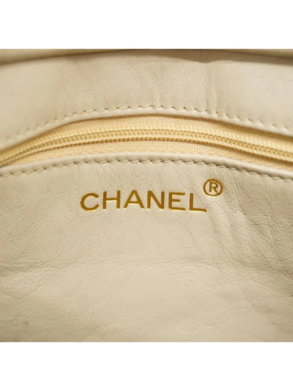 Chanel Shoulder Bag Lambskin Beige Gold